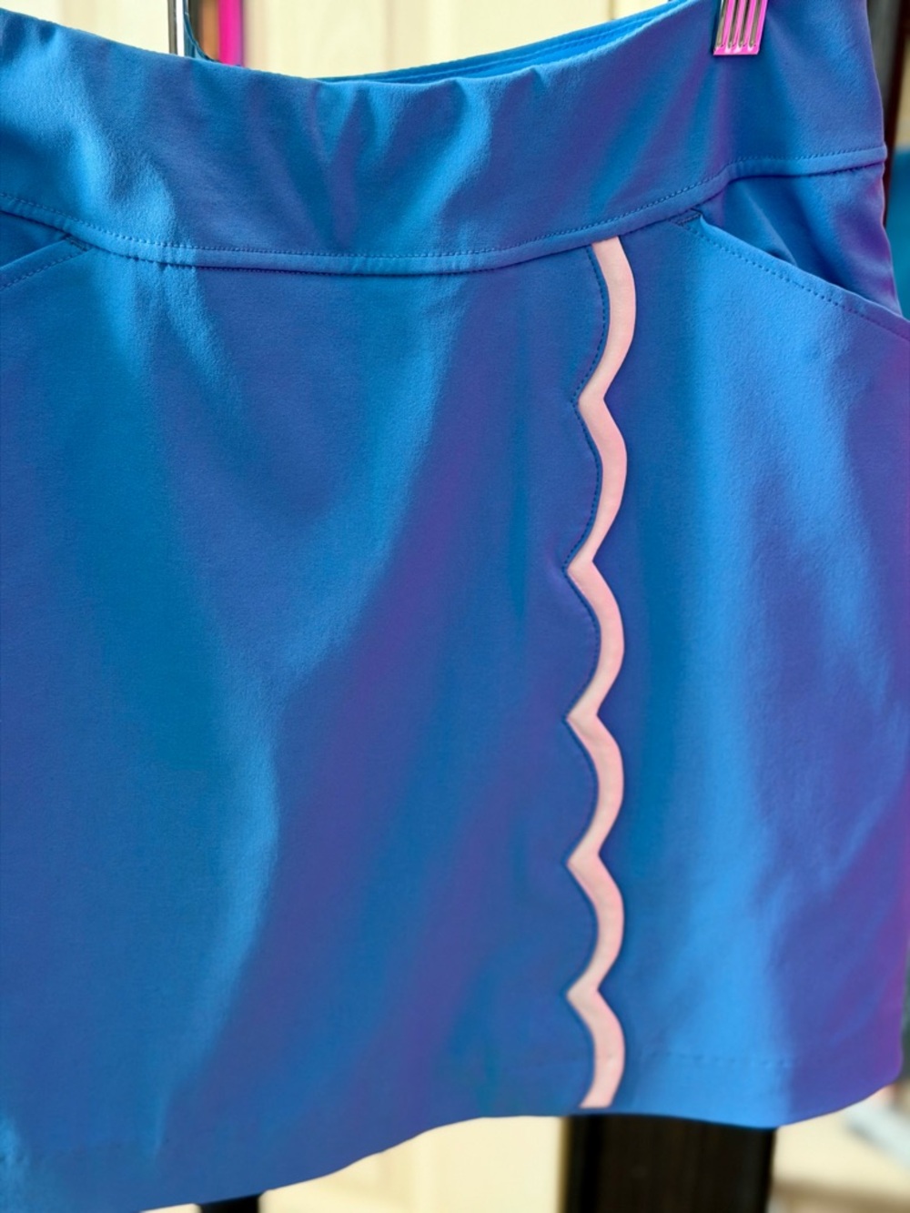 Lilly Pulitzer Luxletic Light Blue Skort with Scalloped White Trim - Picture 2 of 3